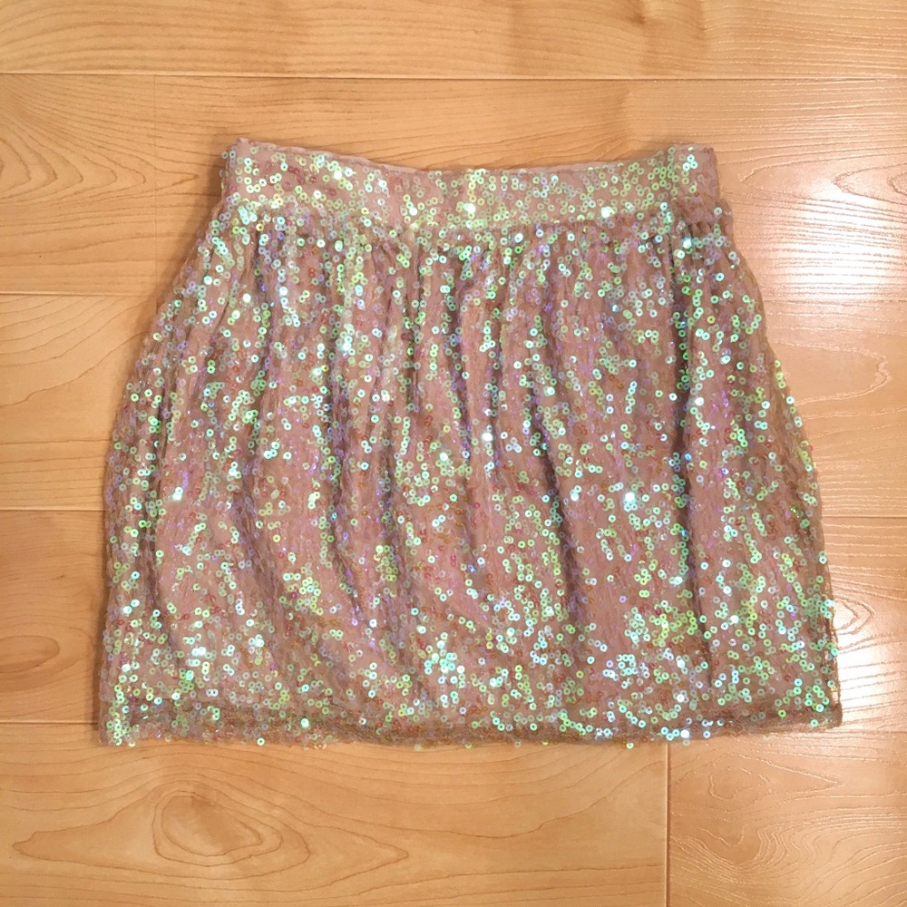 Iridescent Sequined Dusty Rose Mini Skirt